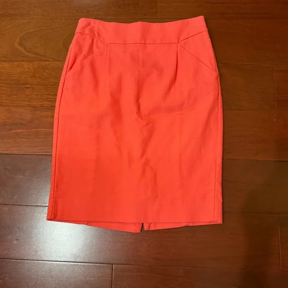 J. Crew The Pencil Skirt Coral Orange Cotton Size 0 - Picture 2 of 7